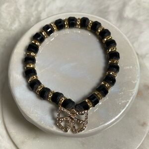 natural stone bracelet with bow charm